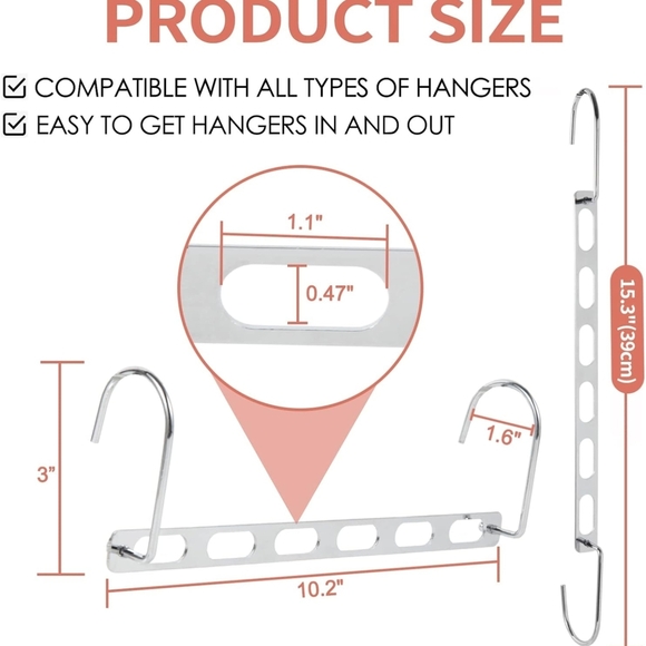 16 Space Saving Metal Hangers Closet Organizers Storage Collapsible Heavy Duty - Picture 7 of 9
